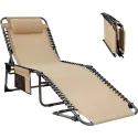 Lounge Outdoor Adjustable Waterproof Lounge Chair,Folding Tanning Chair for Lawn,Beach,Pool and Sunbathing,